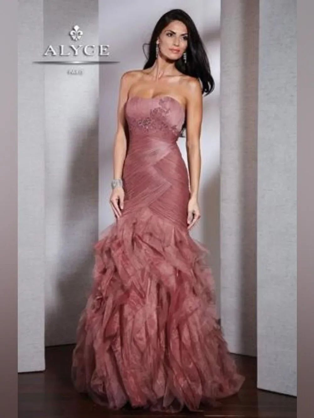 ALYCE Paris 5518 Black Label Mermaid Prom Gown Desert Rose Pink Sz 12 NWT $490